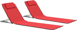 vidaXL - Strandmatten - inklapbaar - 2 - st - staal - en - stof - rood