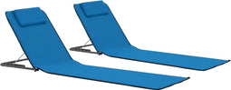 vidaXL - Strandmatten - inklapbaar - 2 - st - staal - en - stof - blauw
