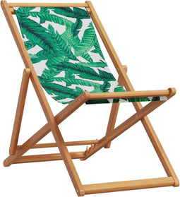vidaXL - Strandstoel - inklapbaar - bladpatroon - eucalyptushout - en - stof