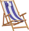 vidaXL - Strandstoel - inklapbaar - eucalyptushout - en - stof - blauw - en - wit