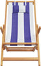 vidaXL - Strandstoel - inklapbaar - eucalyptushout - en - stof - blauw - en - wit