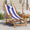 vidaXL - Strandstoel - inklapbaar - eucalyptushout - en - stof - blauw - en - wit
