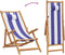 vidaXL - Strandstoel - inklapbaar - eucalyptushout - en - stof - blauw - en - wit