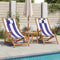 vidaXL - Strandstoel - inklapbaar - eucalyptushout - en - stof - blauw - en - wit