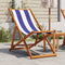 vidaXL - Strandstoel - inklapbaar - eucalyptushout - en - stof - blauw - en - wit