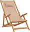 vidaXL - Strandstoel - inklapbaar - massief - eucalyptushout - en - stof - taupe