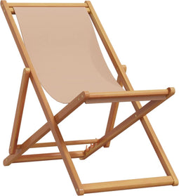 vidaXL - Strandstoel - inklapbaar - massief - eucalyptushout - en - stof - taupe