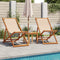 vidaXL - Strandstoel - inklapbaar - massief - eucalyptushout - en - stof - beige