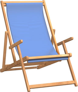 vidaXL - Strandstoel - inklapbaar - massief - teakhout - blauw