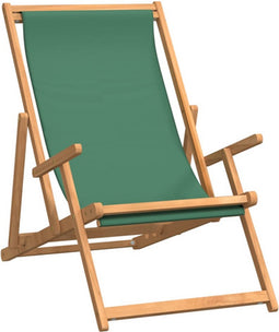 vidaXL - Strandstoel - inklapbaar - massief - teakhout - groen