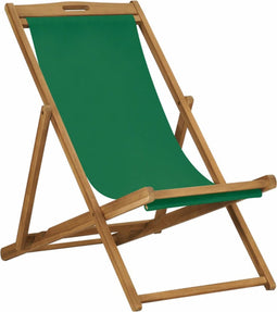 vidaXL - Strandstoel - inklapbaar - massief - teakhout - groen