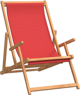 vidaXL - Strandstoel - inklapbaar - massief - teakhout - rood