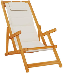 vidaXL - Strandstoel - inklapbaar - met - armleuningen - acaciahout - en - textileen