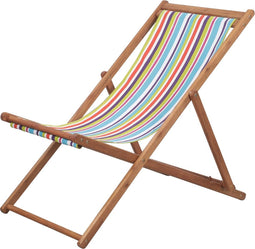 vidaXL - Strandstoel - inklapbaar - stof - en - houten - frame - meerkleurig