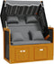 vidaXL - Strandstoel - met - kussen - poly - rattan - en - hout - zwart - en - antraciet