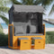 vidaXL - Strandstoel - met - kussen - poly - rattan - en - hout - zwart - en - antraciet