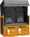 vidaXL - Strandstoel - met - kussen - poly - rattan - en - hout - zwart - en - antraciet