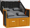 vidaXL - Strandstoel - met - kussen - poly - rattan - en - hout - zwart - en - antraciet