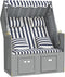 vidaXL - Strandstoel - met - kussens - poly - rattan - en - hout - blauw - en - wit