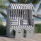 vidaXL - Strandstoel - met - kussens - poly - rattan - en - hout - blauw - en - wit
