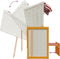 vidaXL - Strandstoel - met - kussens - poly - rattan - en - hout - rood - en - wit