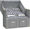 vidaXL - Strandstoel - met - kussens - poly - rattan - en - hout - blauw - en - wit