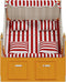 vidaXL - Strandstoel - met - kussens - poly - rattan - en - hout - rood - en - wit