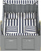 vidaXL - Strandstoel - met - kussens - poly - rattan - en - hout - blauw - en - wit