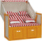 vidaXL - Strandstoel - met - kussens - poly - rattan - en - hout - rood - en - wit
