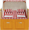 vidaXL - Strandstoel - met - kussens - poly - rattan - en - hout - rood - en - wit