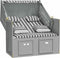 vidaXL - Strandstoel - met - kussens - poly - rattan - en - massief - hout - grijs - wit