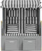 vidaXL - Strandstoel - met - kussens - poly - rattan - en - massief - hout - grijs - wit