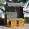 vidaXL - Strandstoel - met - luifel - poly - rattan - en - hout - zwart - en - grijs