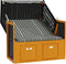 vidaXL - Strandstoel - met - luifel - poly - rattan - en - hout - zwart - en - grijs