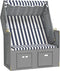 vidaXL - Strandstoel - met - luifel - poly - rattan - en - massief - hout - blauw - en - wit