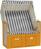 vidaXL - Strandstoel - met - luifel - poly - rattan - en - massief - hout - wit - en - grijs