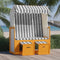 vidaXL - Strandstoel - met - luifel - poly - rattan - en - massief - hout - wit - en - grijs