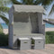 vidaXL - Strandstoel - met - luifel - poly - rattan - en - massief - hout - grijs