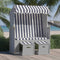 vidaXL - Strandstoel - met - luifel - poly - rattan - en - massief - hout - blauw - en - wit