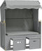 vidaXL - Strandstoel - met - luifel - poly - rattan - en - massief - hout - grijs