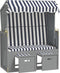 vidaXL - Strandstoel - met - luifel - poly - rattan - en - massief - hout - blauw - en - wit