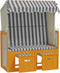 vidaXL - Strandstoel - met - luifel - poly - rattan - en - massief - hout - wit - en - grijs