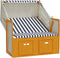 vidaXL - Strandstoel - met - luifel - poly - rattan - en - massief - hout - wit - en - blauw