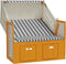 vidaXL - Strandstoel - met - luifel - poly - rattan - en - massief - hout - wit - en - grijs