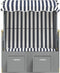 vidaXL - Strandstoel - met - luifel - poly - rattan - en - massief - hout - blauw - en - wit