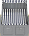 vidaXL - Strandstoel - met - luifel - poly - rattan - en - massief - hout - blauw - en - wit