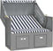 vidaXL - Strandstoel - met - luifel - poly - rattan - en - massief - hout - blauw - en - wit