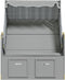 vidaXL - Strandstoel - met - luifel - poly - rattan - en - massief - hout - grijs