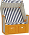 vidaXL - Strandstoel - met - luifel - poly - rattan - en - massief - hout - wit - en - blauw