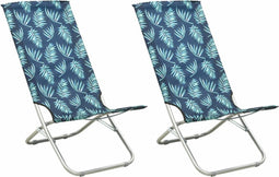 vidaXL - Strandstoelen - 2 - st - inklapbaar - bladpatroon - stof